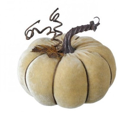 Velvet Pumpkin with Stem and Leaf (multi colors)