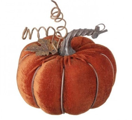Velvet Pumpkin with Stem and Leaf (multi colors)