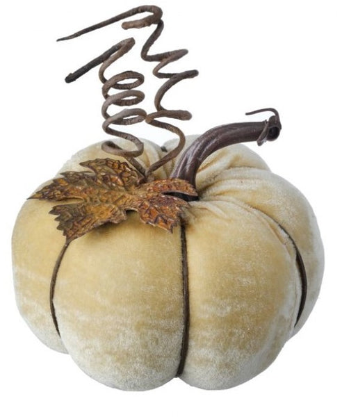 Velvet Pumpkin with Stem and Leaf (multi colors)