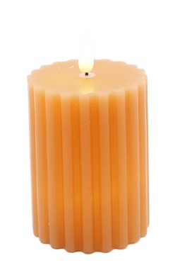 Small Orange Ribbed LED Pillar