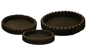 Black Round Beaded Tray (THREE SIZES)