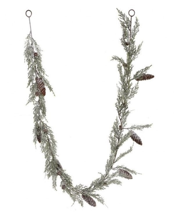 Snowy Cedar with Cone Garland