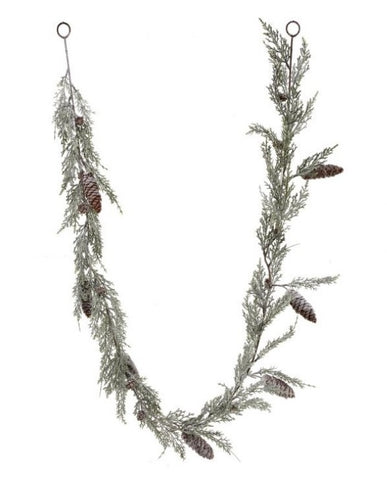 Snowy Cedar with Cone Garland