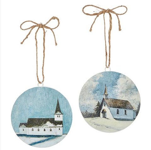 Church Disc Ornament TWO STYLES