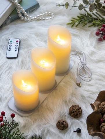 Rechargeable LED Candles with USB and Charging Tray