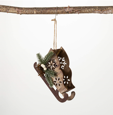 WOOD SLEIGH ORNAMENT