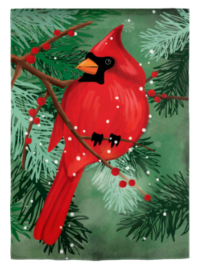 Cardinal in Pines Applique Garden Flag