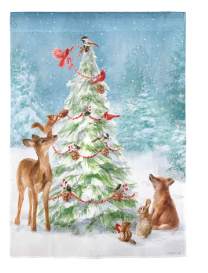 Christmas Tree and Friends Moire Garden Flag