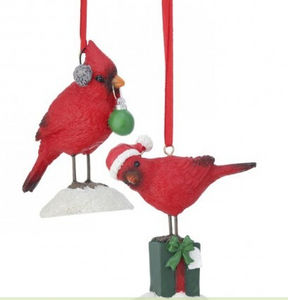 Resin Playful Cardinal Ornament