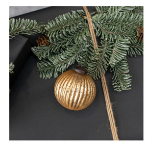 Champagne Rib Kugel Ornament 3"