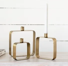 Square Antq Brass Candle Holder
