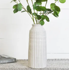 White Stripe Vase 12.8"