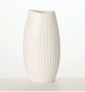 Textured White Rib Vase