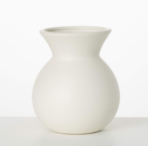 Matte Ivory Hourglass Vase