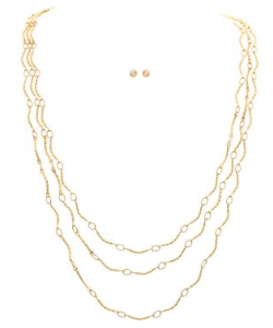 Gold Layer Curve Links Chain Necklace
