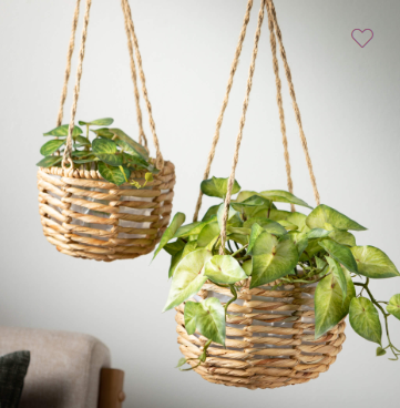 NATURAL WEAVE HANGING BASKETS