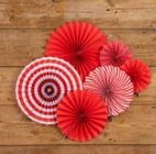 RED & WHITE PAPER FANS (6)