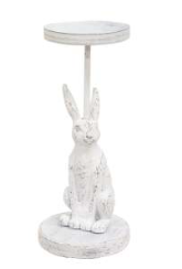 White Bunny Metal Pillar Candle