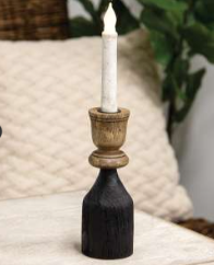Black & Wood Taper Candle Holder