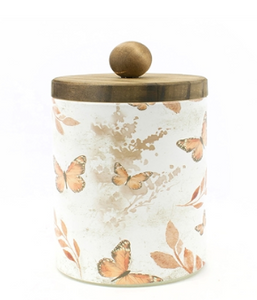 Apricot Butterfly Glass Jar with Lid