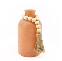 Apricot Glass Jar with Beads -Lg