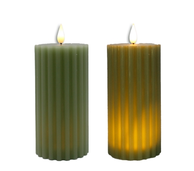 Sage Green Ridged LED Pillar (2 sizes available)