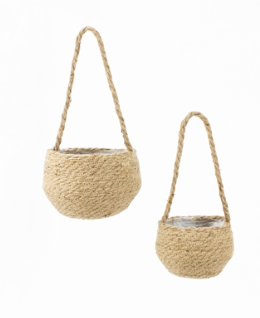 NATURAL WOVEN HANGING PLANTERS