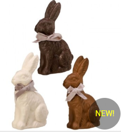 RESIN CHOCOLATE BUNNY w/BOW