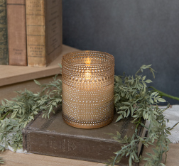 DOTTED GLASS 3D FLAME CANDLE 5"- Champagne