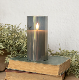Glass Smooth Flameless Candle (Amber/Charcoal)