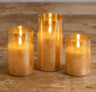 Glass Smooth Flameless Candle (Amber/Charcoal)