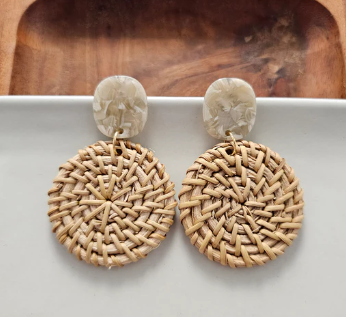 Dominica Earrings - Dark Rattan