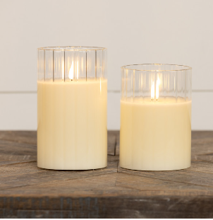 CREAM FLUTED GLASS 3D CANDLE (available in 2 sizes)