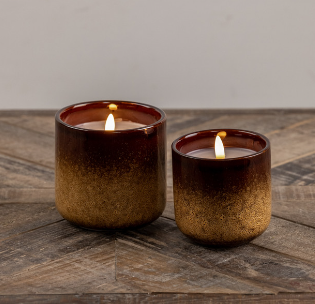 Brown and Tan Ceramic Candle