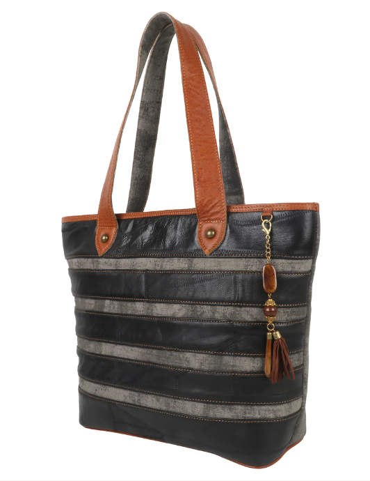 Tote Bag Blk/Gray Stripe