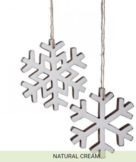 WOOD WITH ENAMEL SNOWFLAKE ORNAMENT