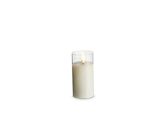 Clear Glass Ivory Pillar Candle (multiple sizes)