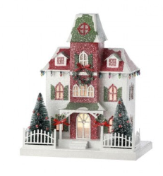 LED/BTY TMR CRDBRD XMAS TUDOR HOUSE