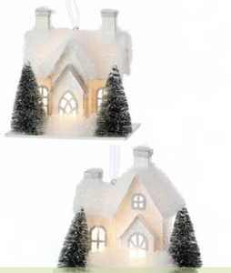 LED/BTY TMR WINTERS HOUSE ORNAMENT