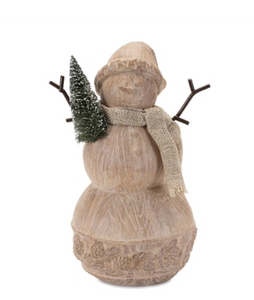 Natural Woodsy Snowman Resin