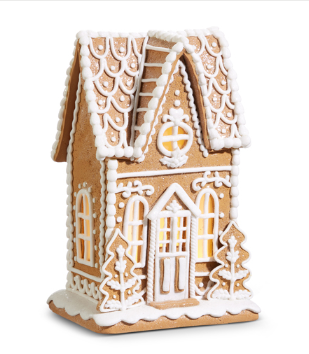 BROWN LIGHTED GINGERBREAD HOUSE