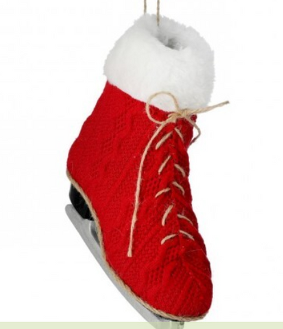 Knit Fabric & Fur Ice Skate Ornament