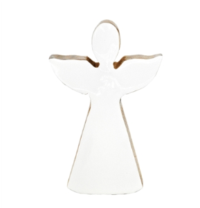 Wood & White Enamel Angel