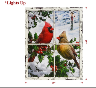 Christmas Cardinal Wall Plaque (lighted)