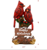 Two Cardinals on Christmas Log