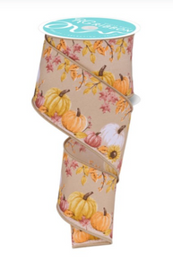 PUMPKINS/FOLIAGE DIAGONAL RIBBON
