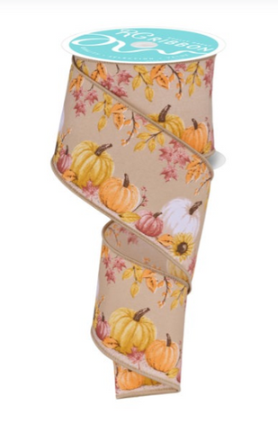 PUMPKINS/FOLIAGE DIAGONAL RIBBON