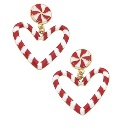 Candy Cane Hearts Earrings