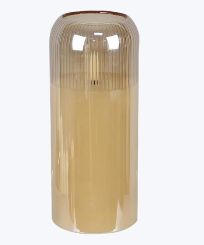 Glass Amber LED Candle w/Timer