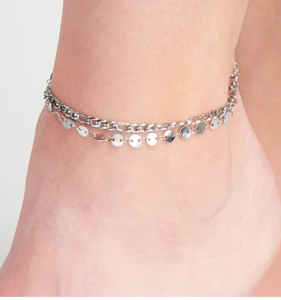 Two Rows Disc & Figaro Anklet